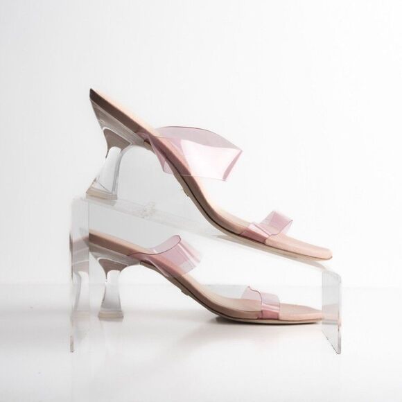 Stuart Weitzman Womens Kristal Clear Sandals Slides US 9.5 EU 40 Light Pink NWD - Picture 7 of 8